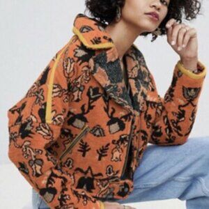 Free people mosaic printed moto jacket